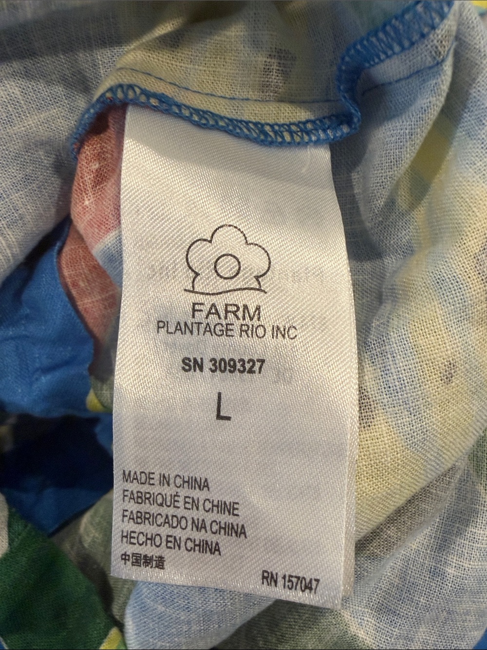 Farm Rio NWT Blue Banana Leaves Tropical V-Neck Drawstring Linen Romper, size L - Picture 12 of 14